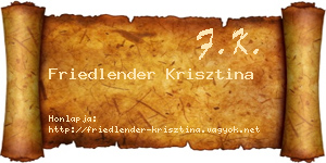 Friedlender Krisztina névjegykártya